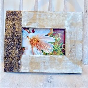 Wooden Table Top Picture Frame with Metal Side Accent